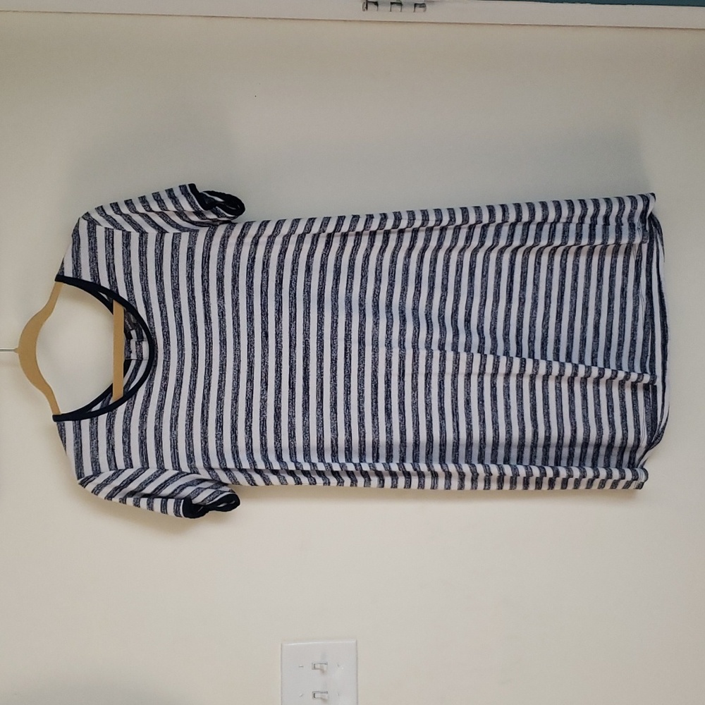 Back button detail striped dress